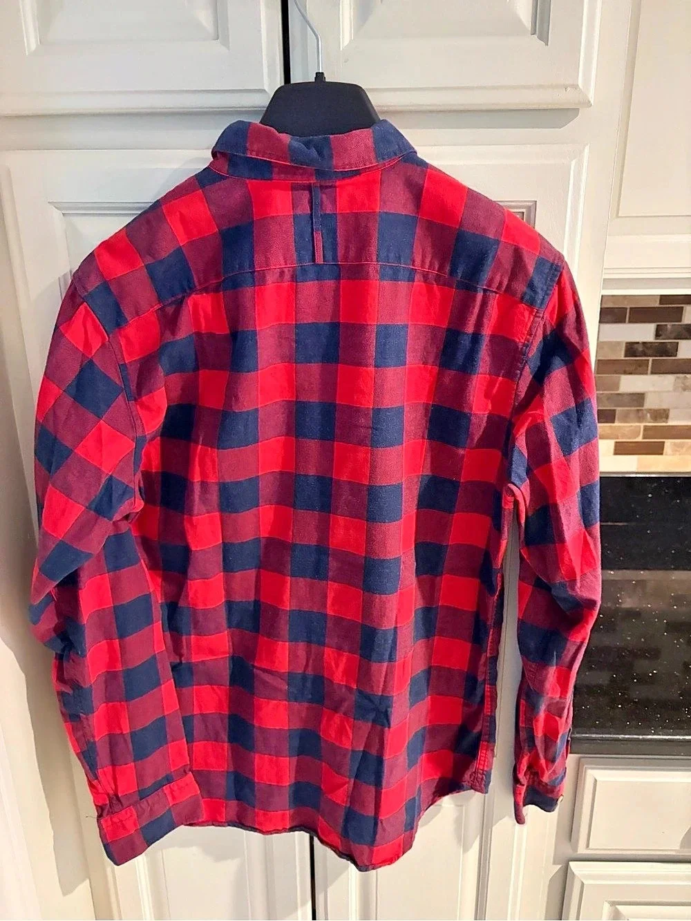 Banana Republic Grant Fit Men's Plaid Button Down Red & Blue Large Like New